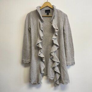 Cynthia Rowley 100% Wool Ruffle Cardigan Sweater